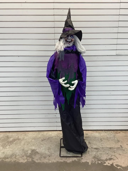 Haunted Hill Farm 6 ft Lifesize Animatronic Witch with Lights and Sound