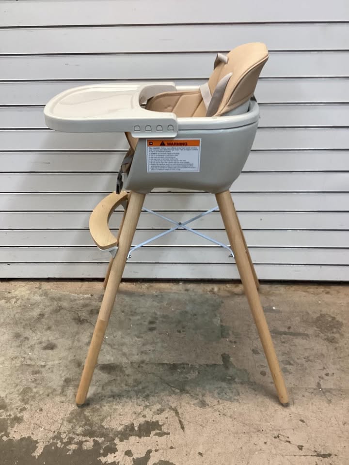 3-in-1 Convertible Wooden High Chair with Cushion