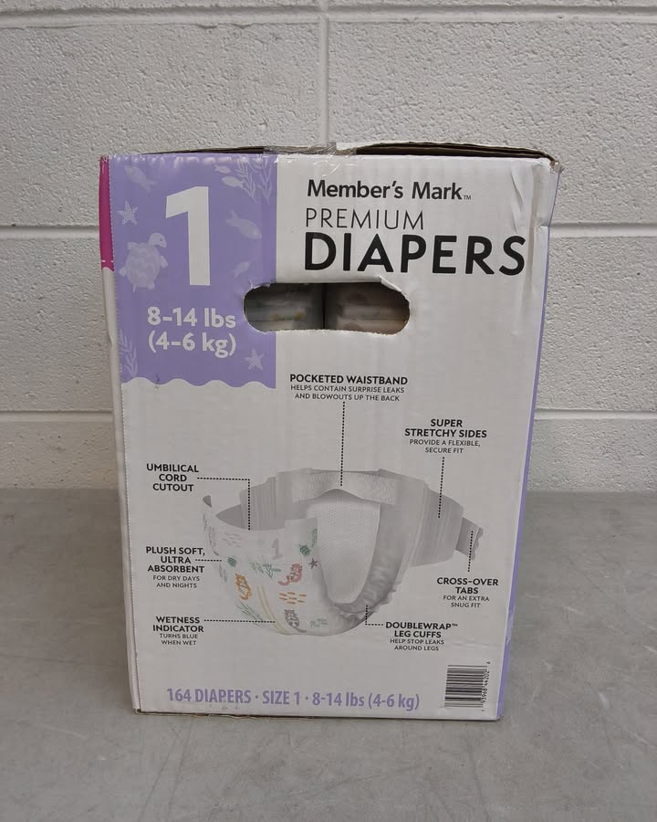 Member's Mark Premium Baby Diapers, Size 1, 164ct