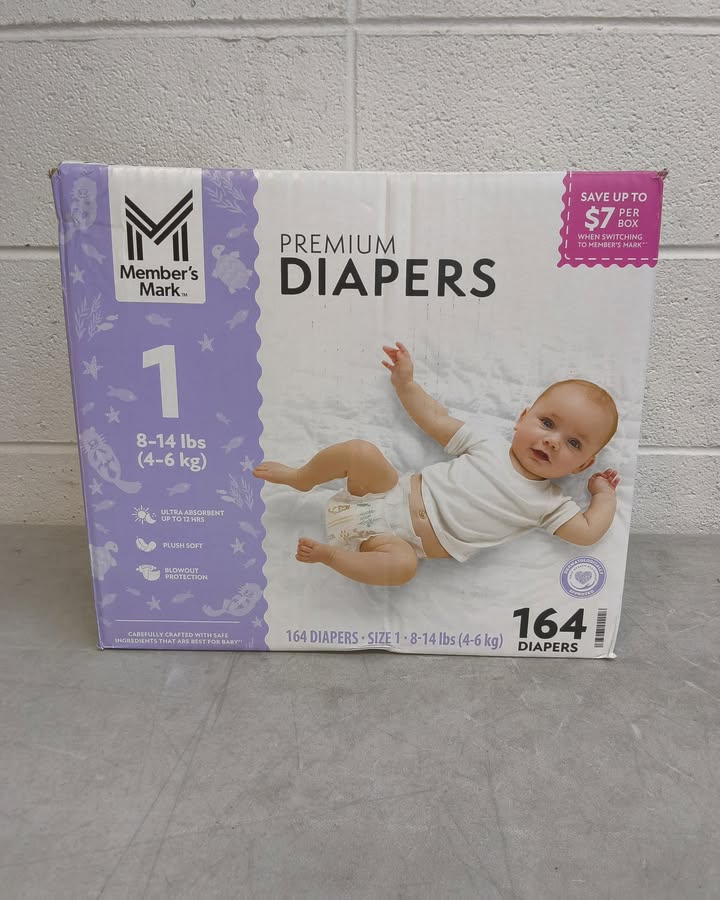 Member's Mark Premium Baby Diapers, Size 1, 164ct