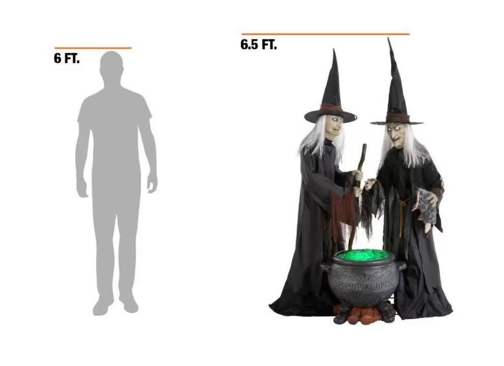 Home Accents Holiday 6.5 ft. Gruesome Grounds Animated LED Witches Scene