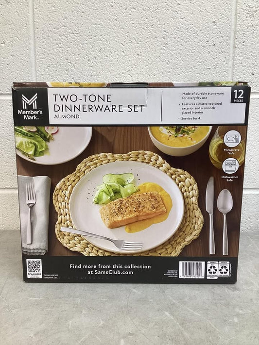 Member's Mark 12-Pieces Stoneware Two-Tone Dinnerware Set