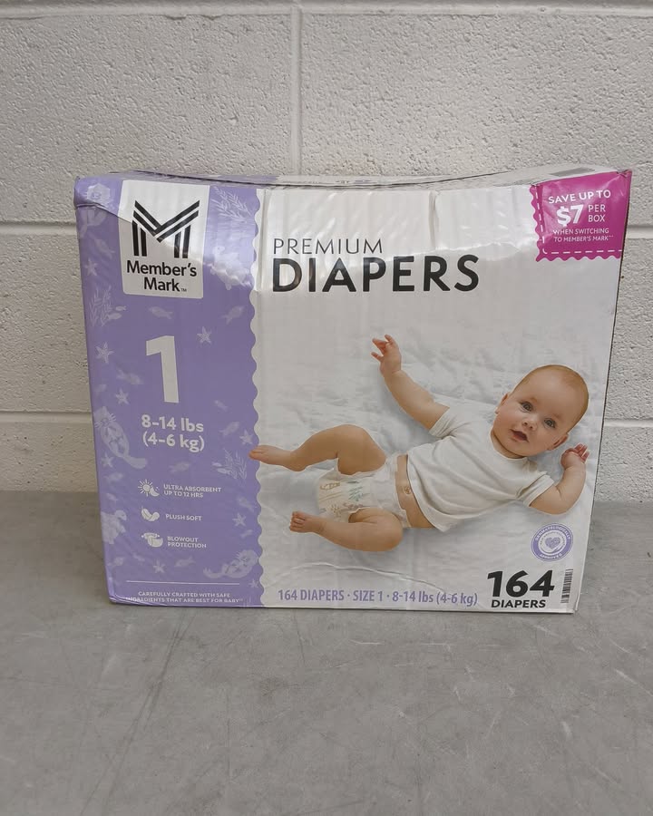 Member's Mark Premium Baby Diapers, Size 1, 164ct