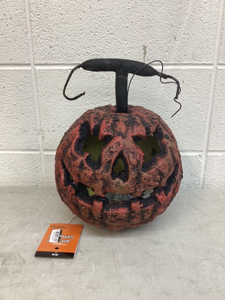 Light-Up Talking Rotten Jack-O’-Lantern Foam Halloween Decoration