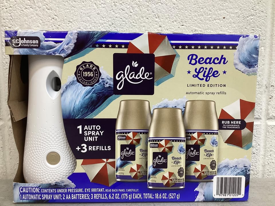 Glade Automatic Spray Air Freshener Americana Collection, Beach Life, 1 Holder + 3 Refills