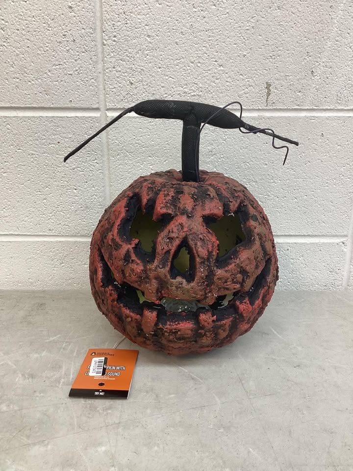 Light-Up Talking Rotten Jack-O’-Lantern Foam Halloween Decoration