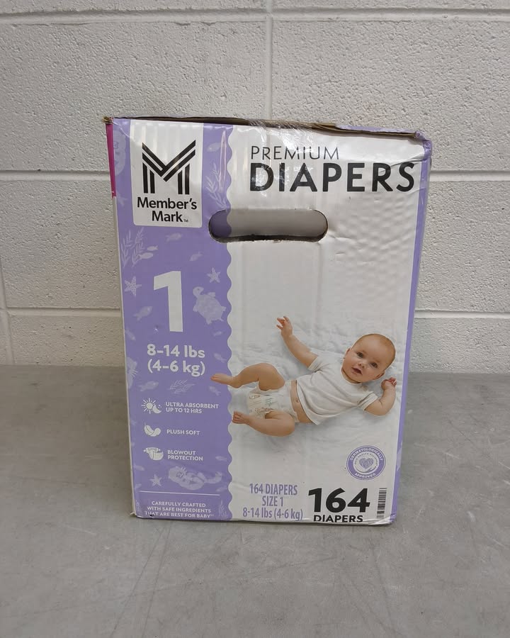 Member's Mark Premium Baby Diapers, Size 1, 164ct
