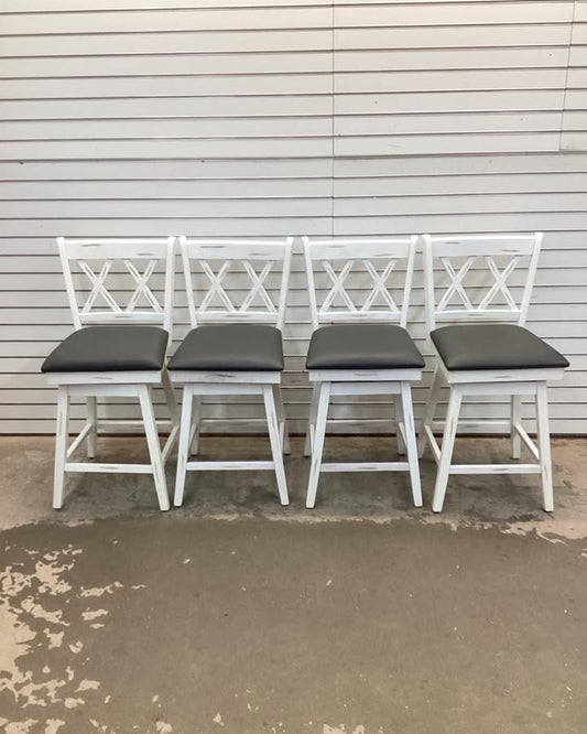 38 in. H Set of 4 Barstools Swivel Counter Height Chairs w/Rubber Wood Legs White