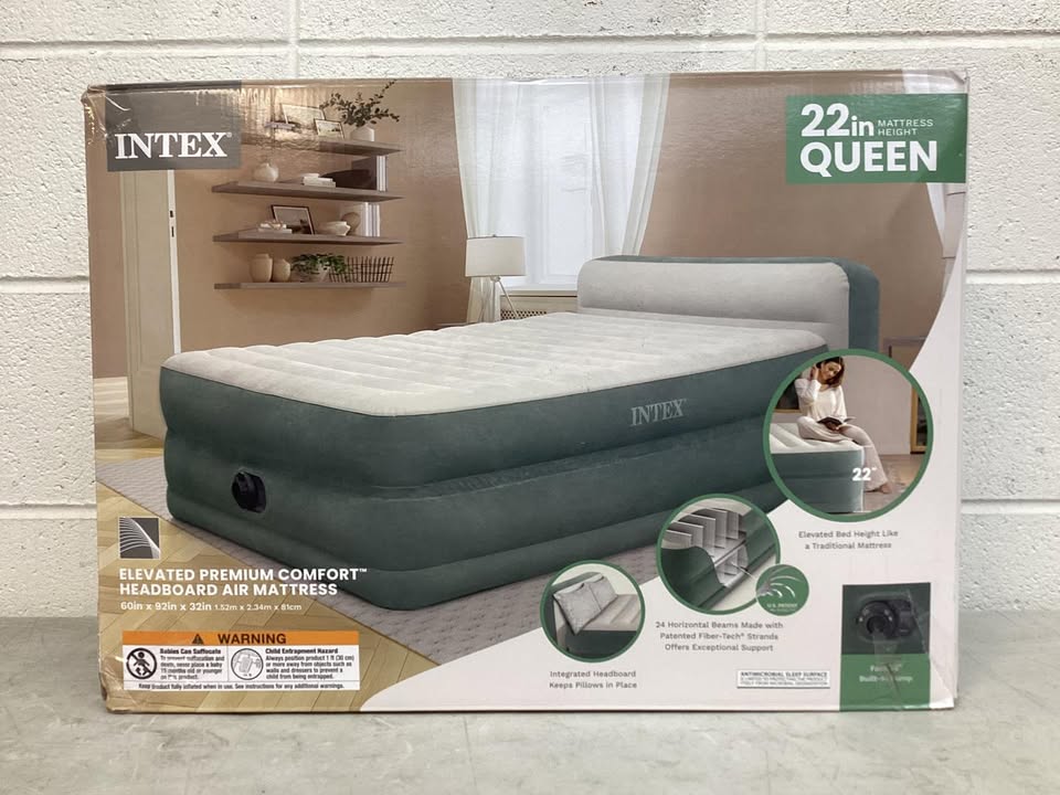 Intex 22" Queen Premium Comfort Air Mattress with Headboard