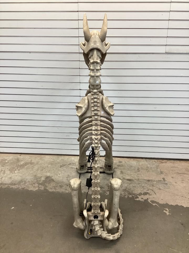 Home Accents Holiday 5 ft. Grave & Bones Skelly's Sitting Dog with LifeEyes LCD Eyes