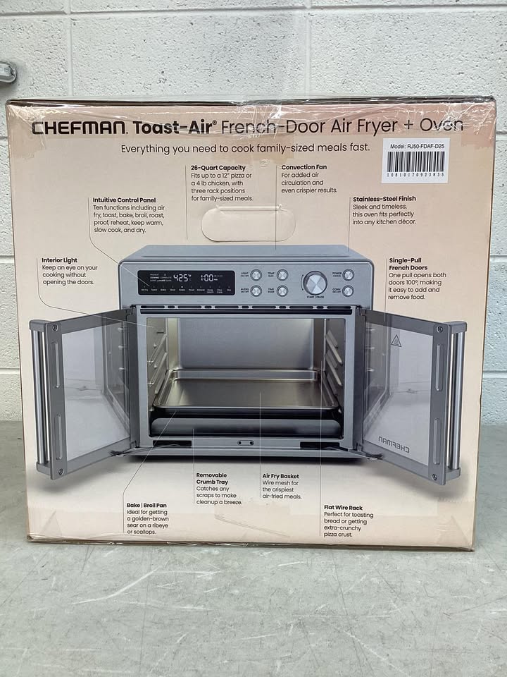 Chefman 10-in-1 Stainless Steel French Door Toaster Oven Air Fryer