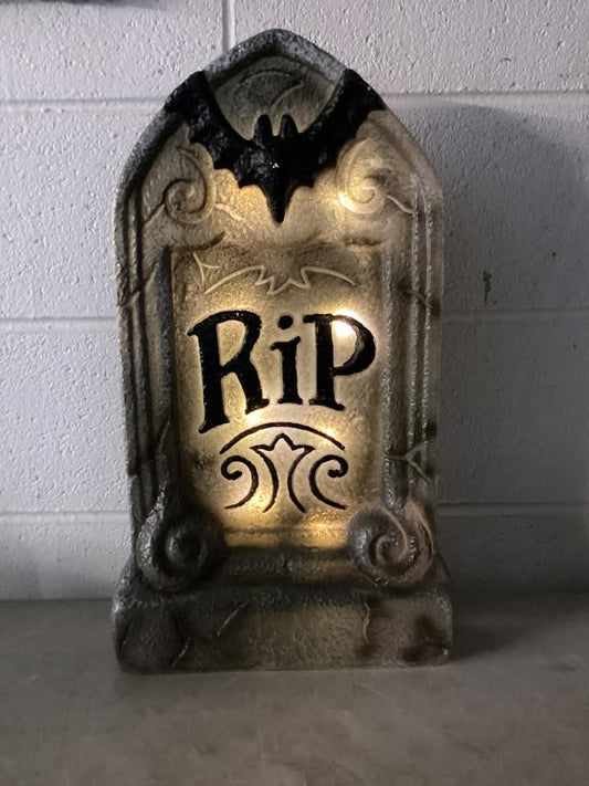 21" 'RIP' Lit Plastic Tombstones Halloween Decorative Prop Gray - Hyde and EEK! Boutique