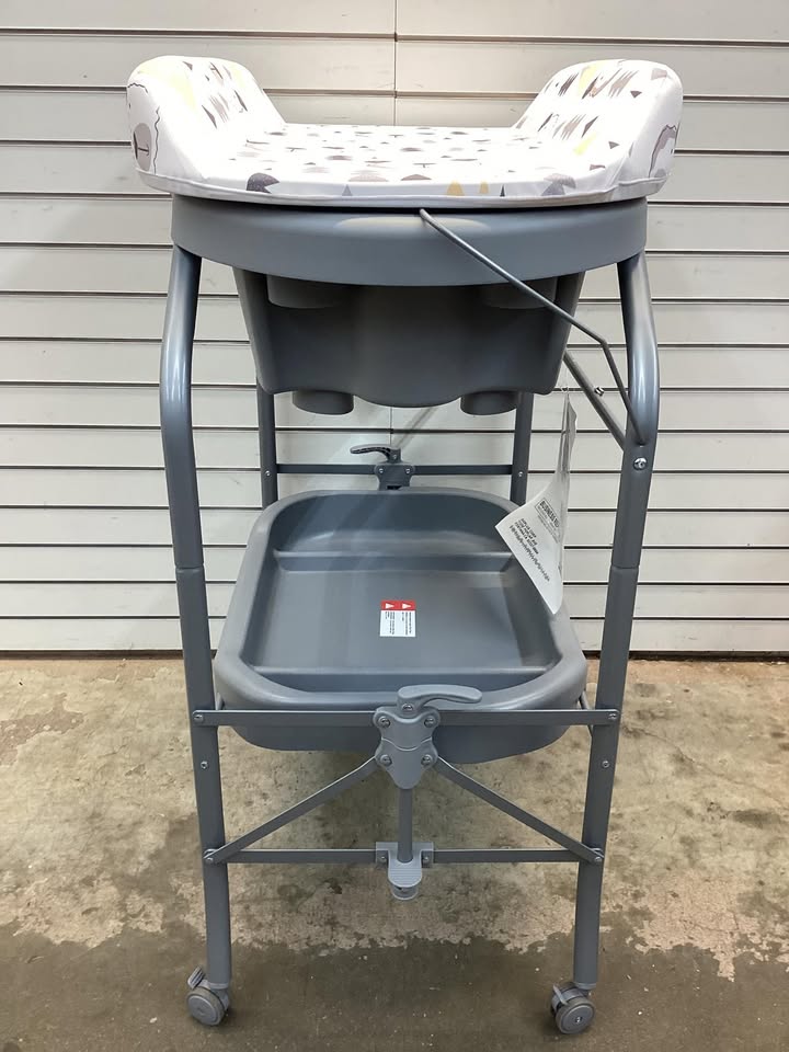 Costway Folding Baby Changing Table with Bathtub and 4 Universal Wheels