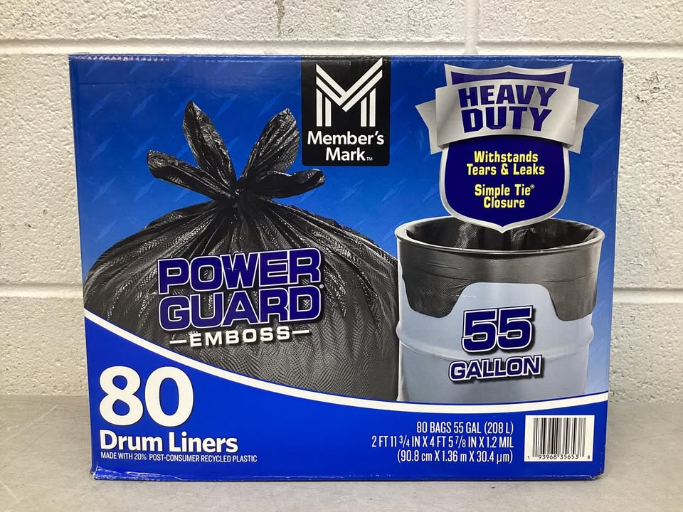 Member's Mark Heavy Duty 55-Gallon Drum Liner Trash Bags, 80 ct.