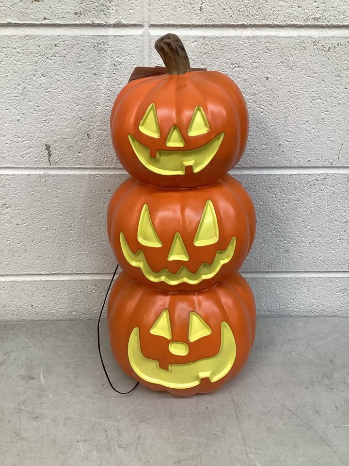 20” Stacked Pumpkins Blow Mold Indoor Outdoor Lighted Decor 20" w/ Timer Hyke & Eek