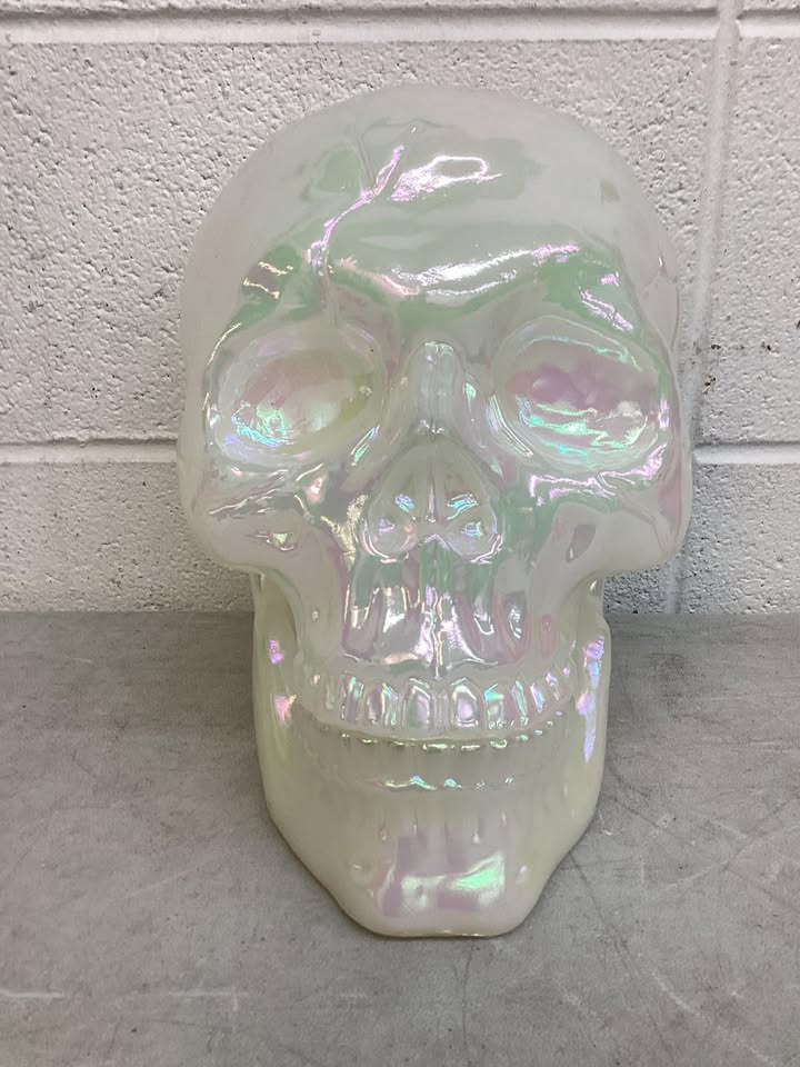 HalloweenCostumes.com One Size Fits Most Large Pearl Oil Slick Skull Halloween Prop | Skull Halloween Decorations, Pink