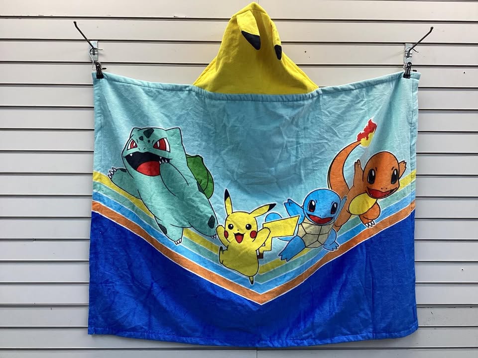 Kids Pokemon 100% Cotton Hooded Towel With Hand Pockets