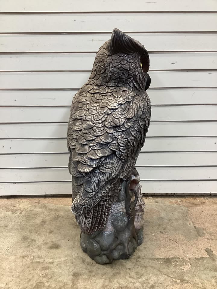 Home Accents Holiday 2.5 ft Grave & Bones Hand-Painted LED Owl On Skull