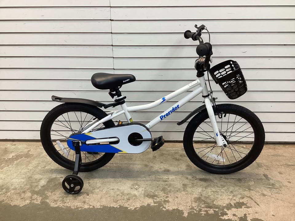Costway 18'' Kid's Bike with Removable Training Wheels & Basket for 4-8 Years Old Boys Girls White & Blue