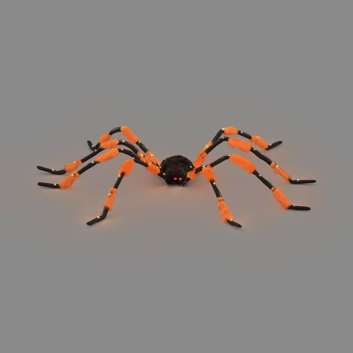 Halloween LED 5' W Posable Orange/Black Spider with Red Eyes - Hyde and EEK! Boutique
