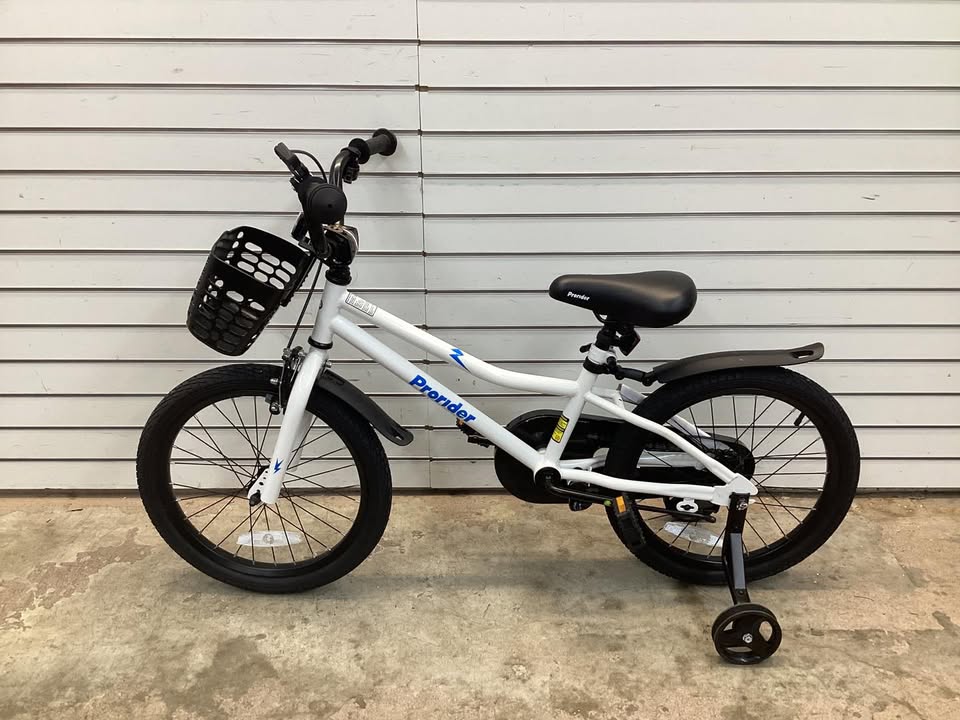 Costway 18'' Kid's Bike with Removable Training Wheels & Basket for 4-8 Years Old Boys Girls White & Blue