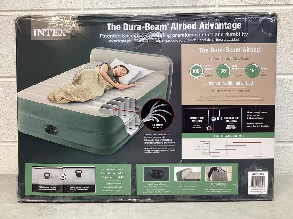 Intex 22" Queen Premium Comfort Air Mattress with Headboard