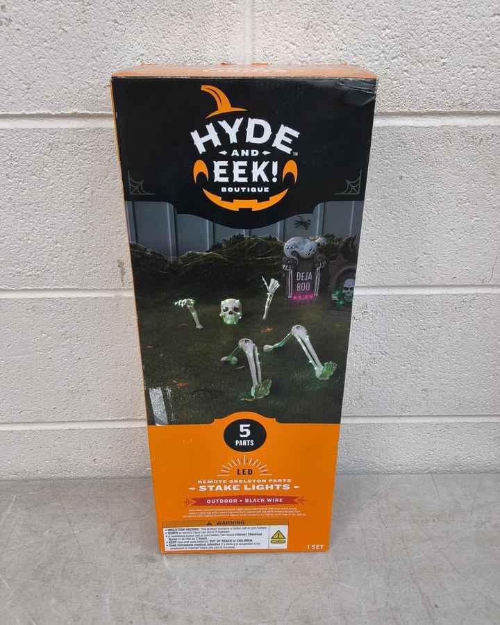 5pc Skeleton Parts Stake Lights with Remote Halloween Decorative Prop Off White - Hyde and EEK! Boutique