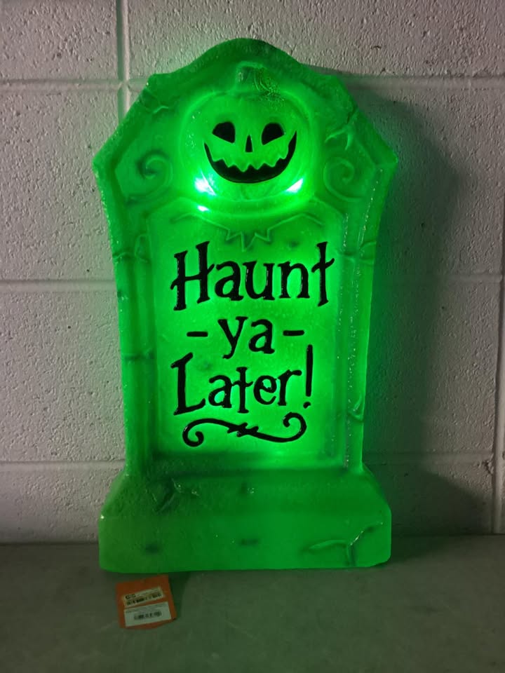 21" Haunt Ya Later Lit Plastic Tombstones Halloween Decorative Prop Green - Hyde and EEK! Boutique