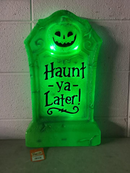 21" Haunt Ya Later Lit Plastic Tombstones Halloween Decorative Prop Green - Hyde and EEK! Boutique