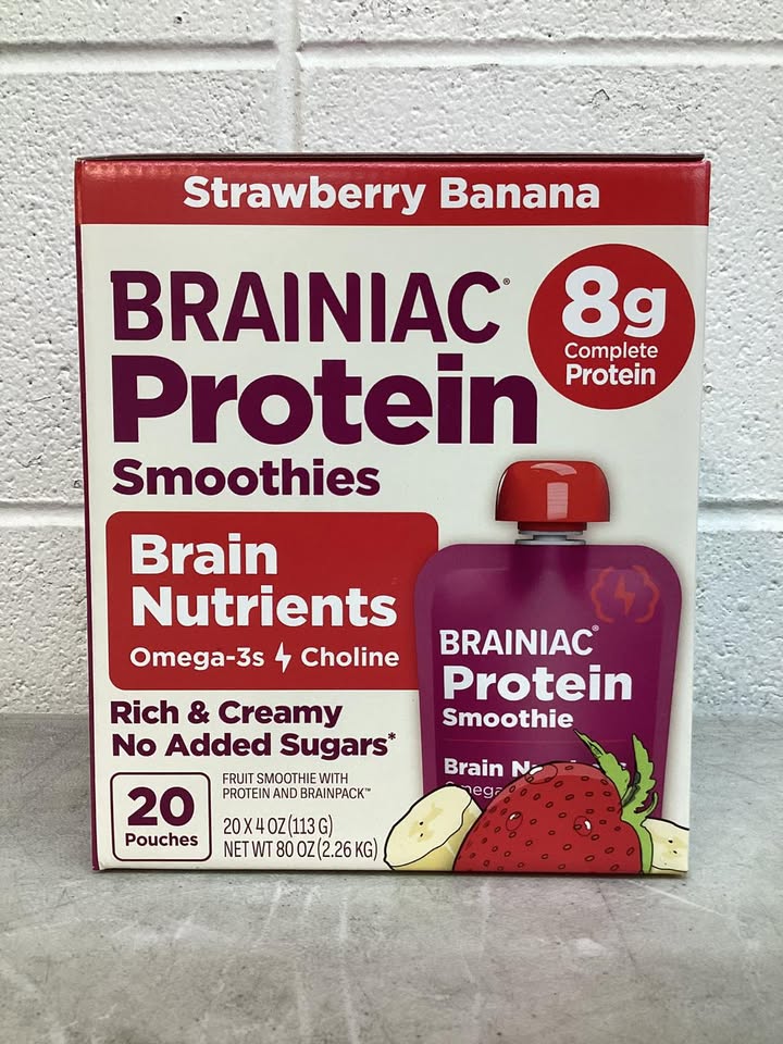 Brainiac Protein Smoothie, Strawberry & Banana, 4 oz., 20 ct.