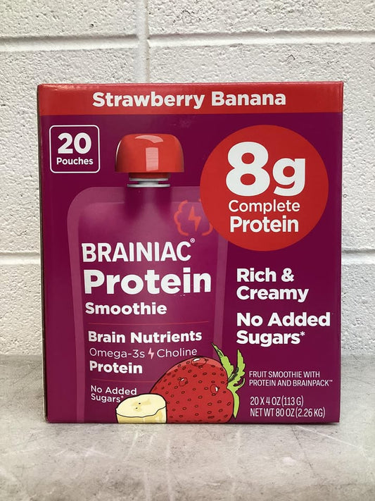 Brainiac Protein Smoothie, Strawberry & Banana, 4 oz., 20 ct.
