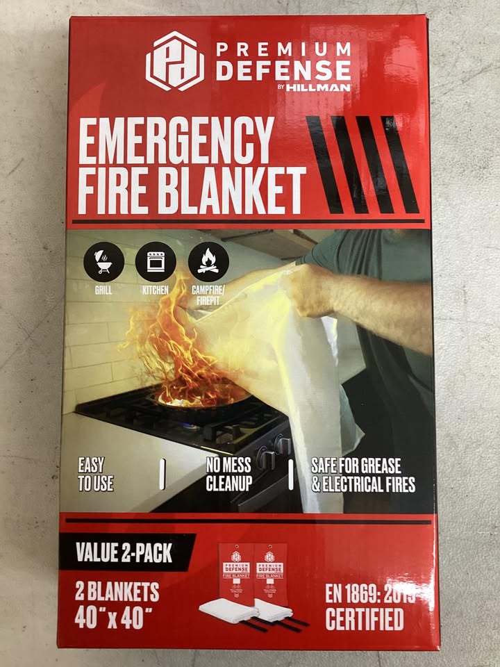 Premium Defense 40" x 40" Emergency Fiberglass Fire Blanket, 2 pk.