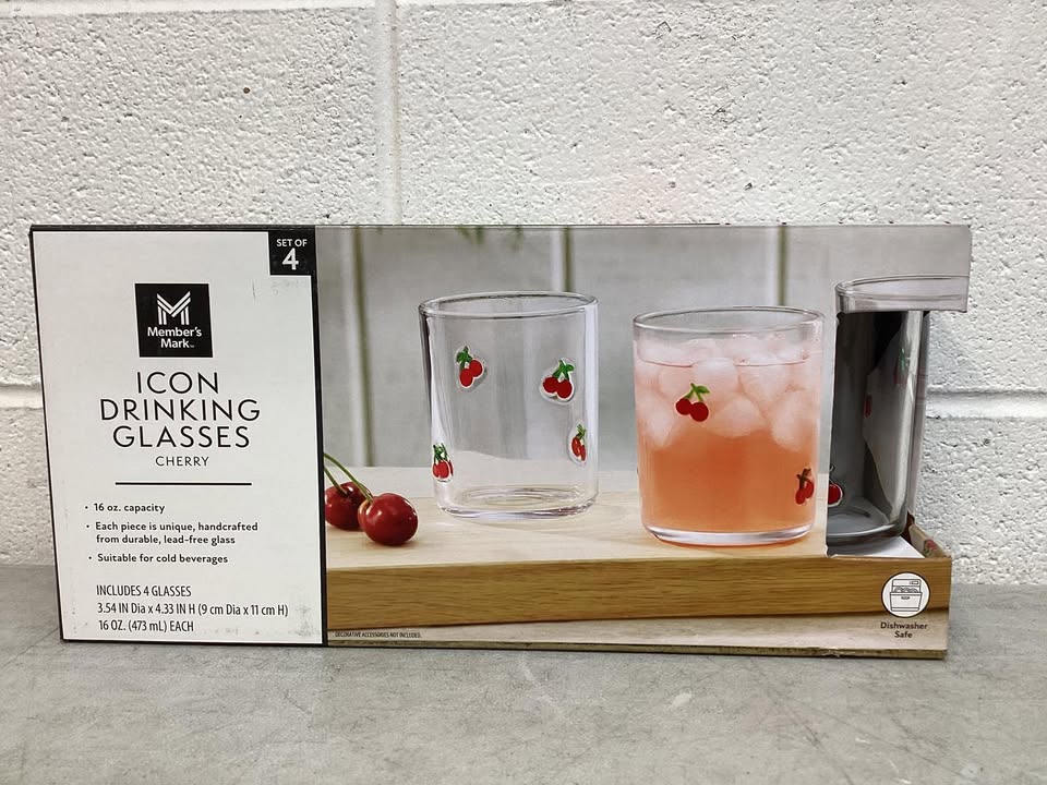 Member's Mark Icon Drinking Glasses, 4-Pack Cherry