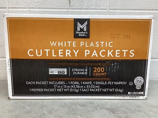 Member's Mark White Plastic Cutlery Packets 200 ct.