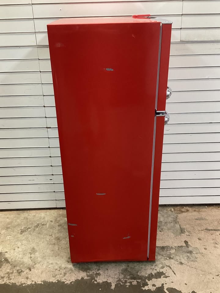 7.5 cu. ft. Mini Refrigerator with Top Freezer in Red and Chrome Handles