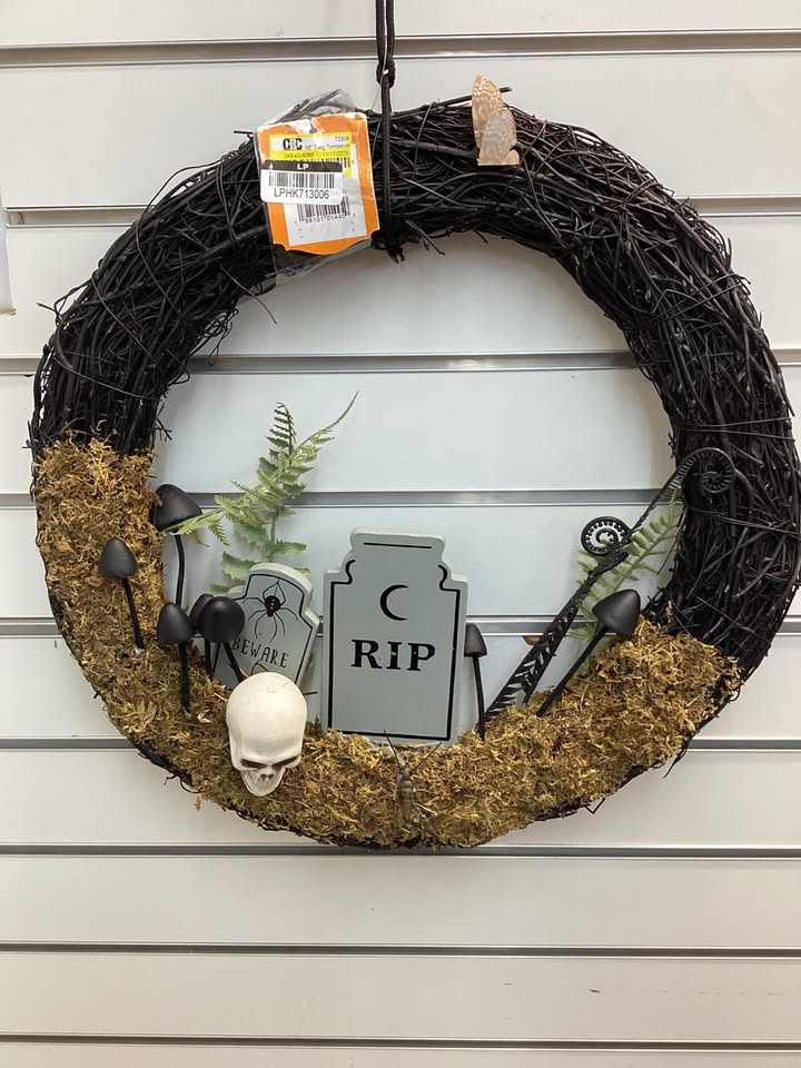 Hyde and EEK! Boutique 16" Twig Tombstone Halloween Scene Wreath