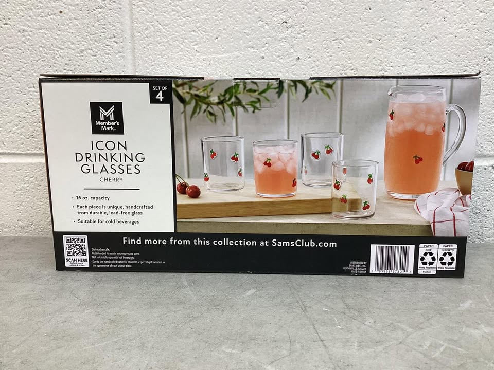 Member's Mark Icon Drinking Glasses, 4-Pack Cherry