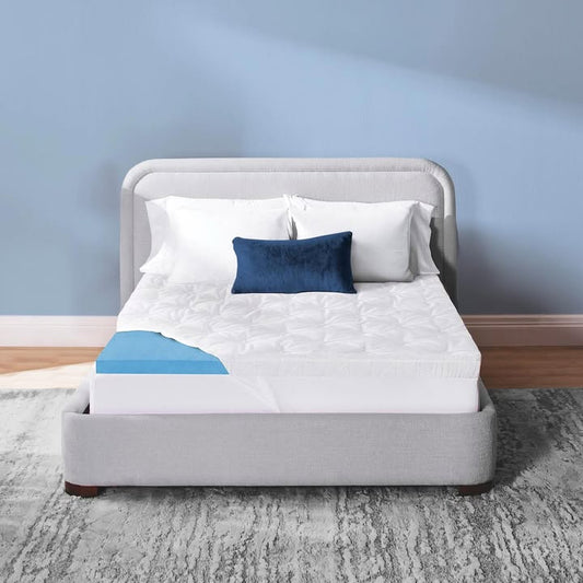 Serta Cool Relief 4-Inch Pillow Top and Gel Memory Foam Mattress Topper, Size Queen