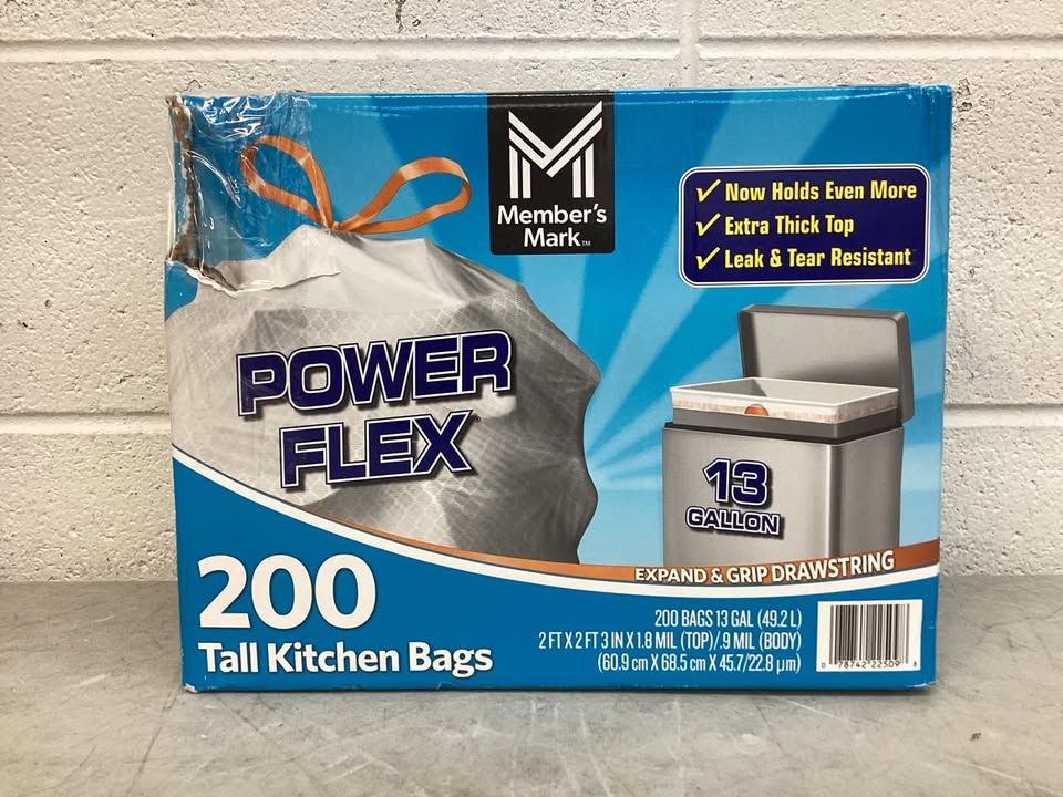 Member's Mark Power Flex 13-Gallon Tall Kitchen Trash Bags, 200 ct.