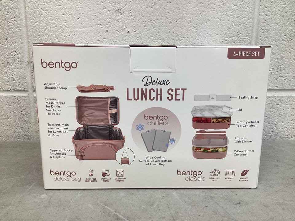 Bentgo 4-Piece Deluxe Set With Insulated Lunch Bag, Ice Packs & Bento Classic
