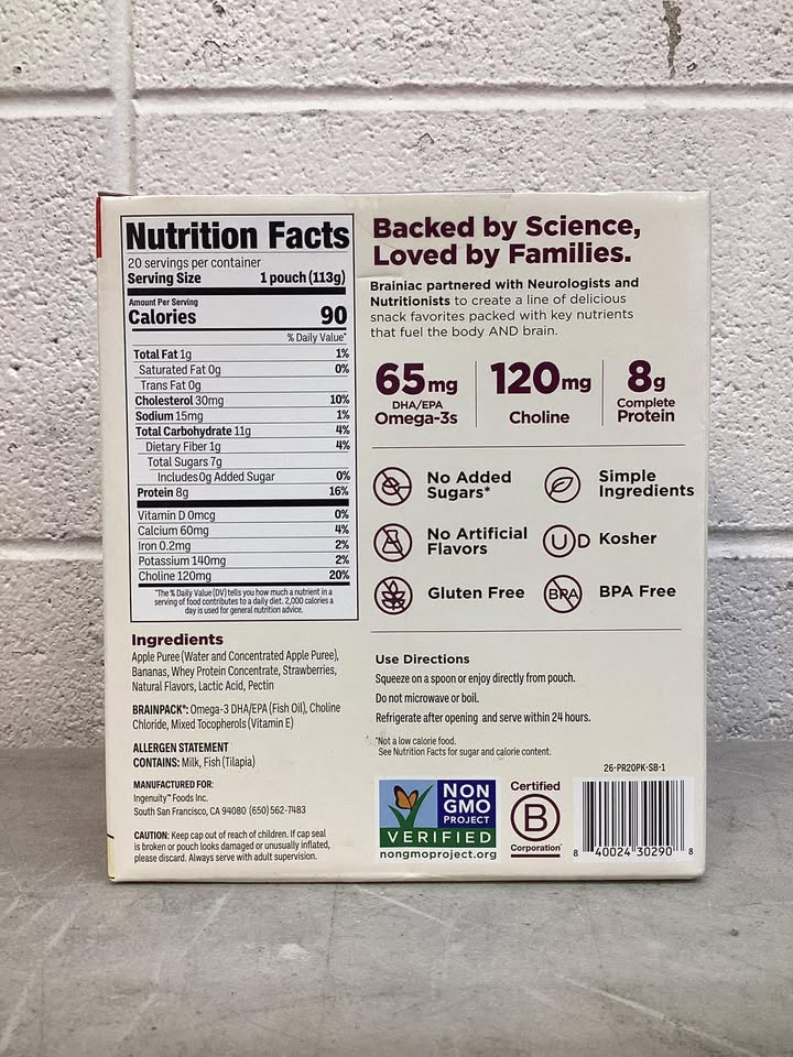 Brainiac Protein Smoothie, Strawberry & Banana, 4 oz., 20 ct.