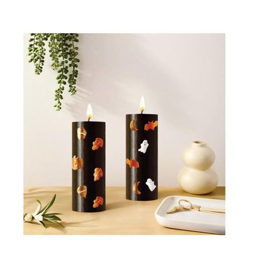 2ct Halloween Craft Pillar Candles Decorating Kit - Mondo Llama