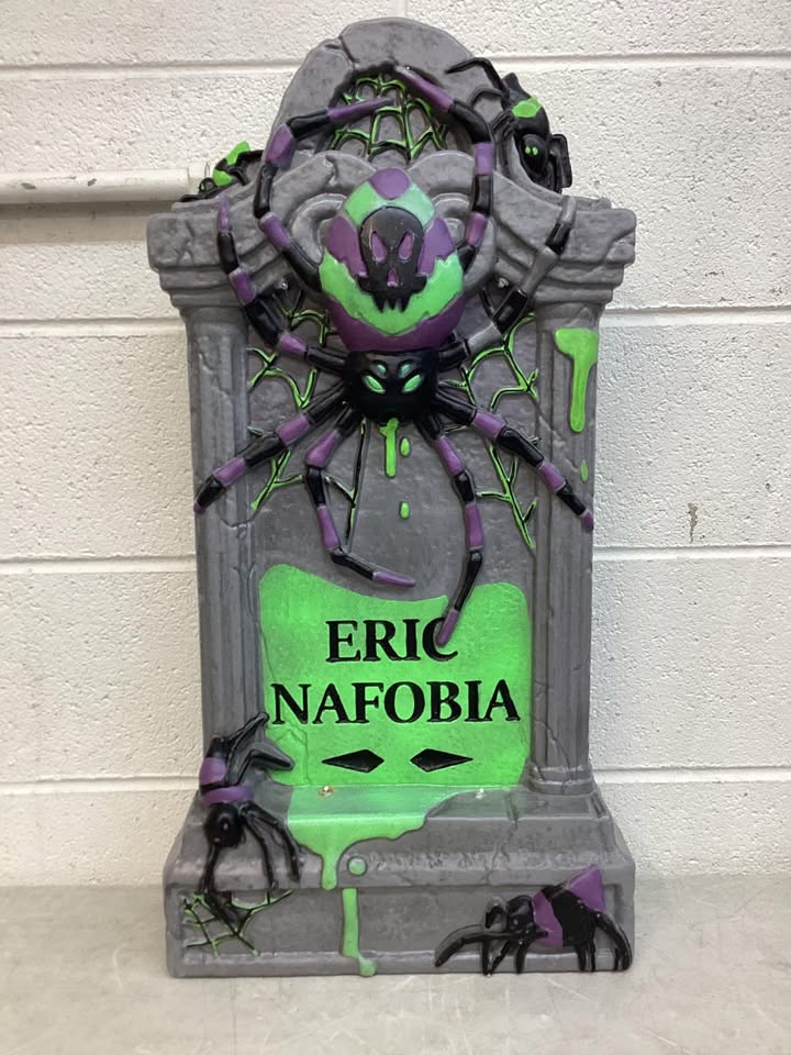 Hyde and Eek 27" Black Light Responsive Spider Tombstone