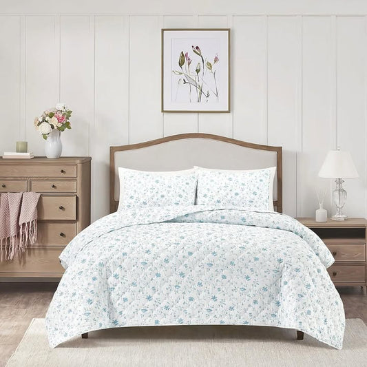Laura Ashley 3-Piece Reversible Soft Quilt Set, Size King