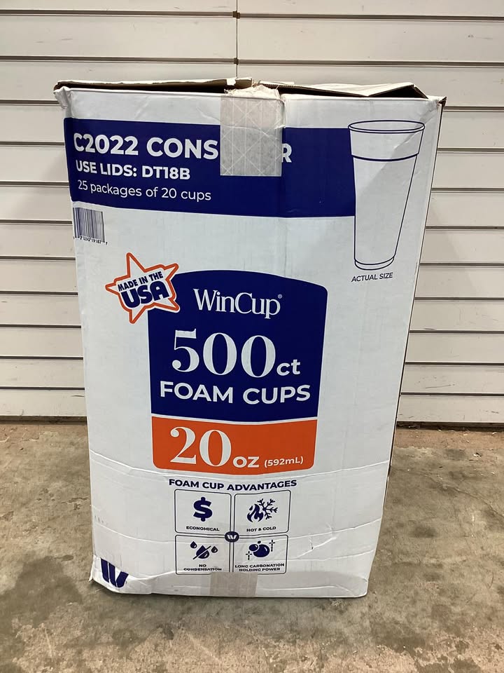 WinCup Foam Drink Cups 18 Series, White, 500ct