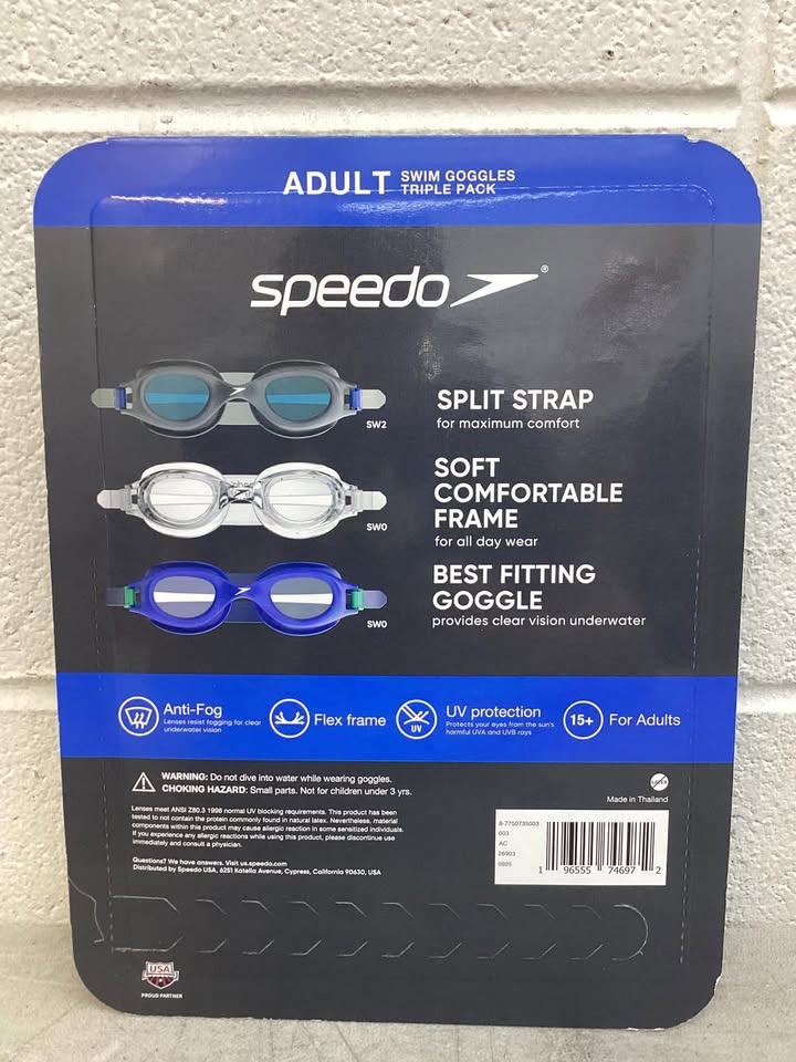 Speedo Adult Swimming Goggles, 3 pk.