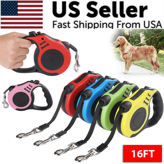 Durable 16.5FT Pet Leash – Retractable, Auto-Locking Dog Lead for Walking, Running & Training