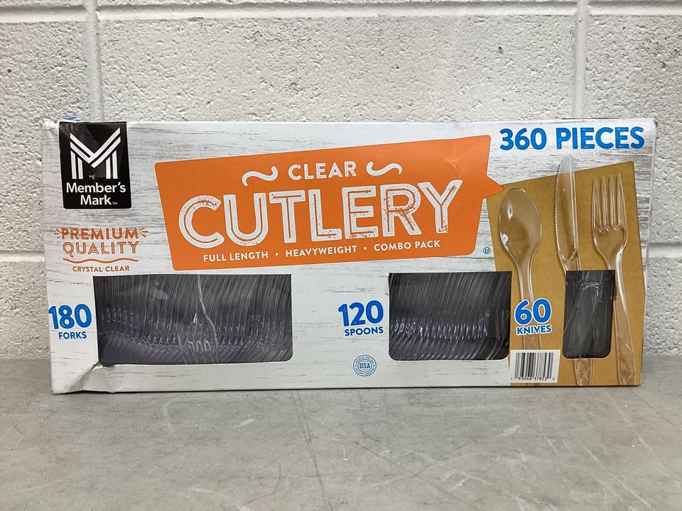 Member's Mark Clear Cutlery Combo Pack, Forks, Knives, Spoons 360 ct.