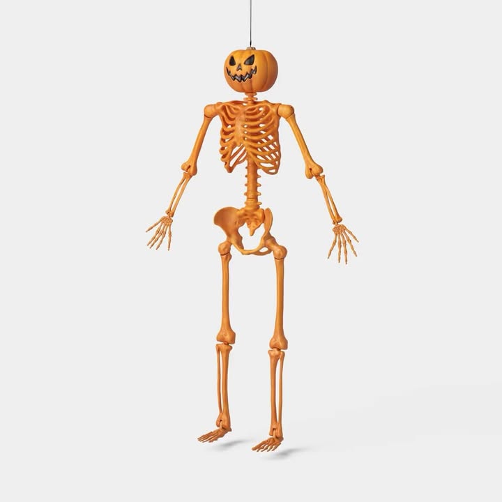 60" Multi Pose-N-Stay Poseable Lifesize Halloween Pumpkin Skeleton Decorative Prop - Hyde and EEK! Boutique