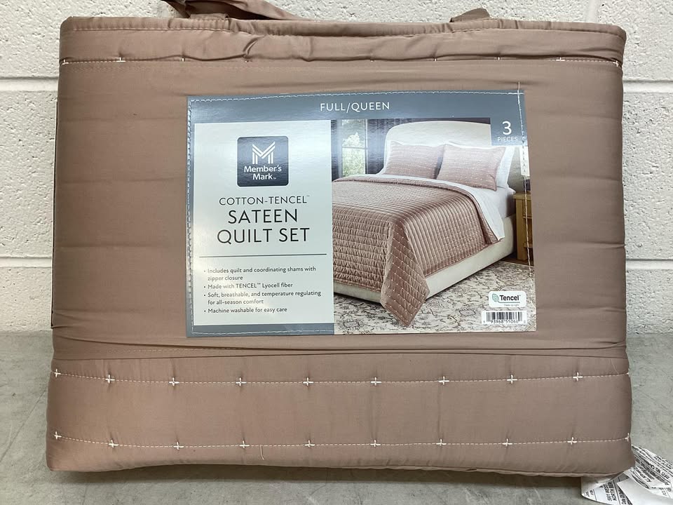 Member’s Mark 3-Piece Cotton-Tencel Sateen Quilt Set, Size Full/Queen